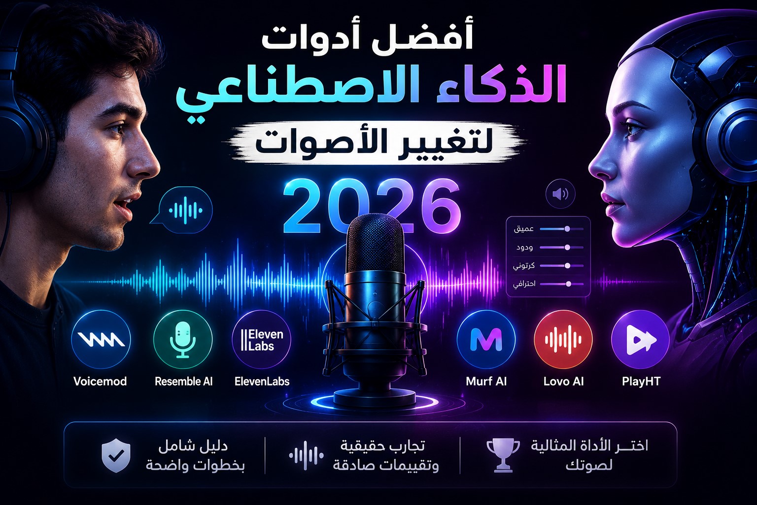 أفضل أدوات الذكاء الاصطناعي لتغيير الأصوات وإنشاء أصوات واقعية في 2026